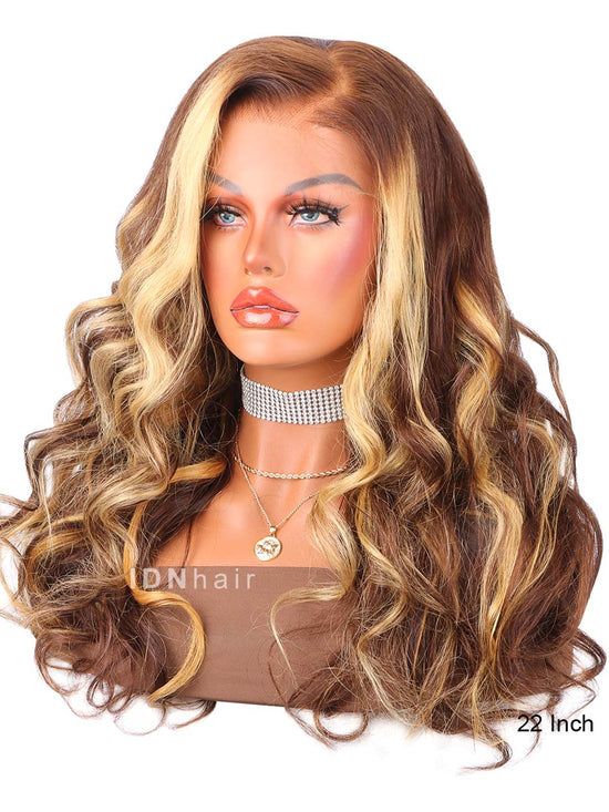 Lolly Blonde Highlight Wavy HD Frontal Lace Wig Rich Girl Hair