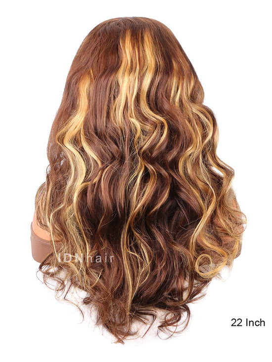 Lolly Blonde Highlight Wavy HD Frontal Lace Wig Rich Girl Hair