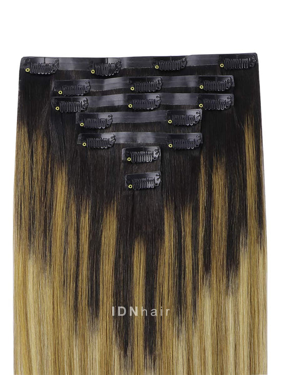 Edna Sexy Highlight Seamless Paper Thin Clip ins Ombre Human Hair Extensions for Black Women