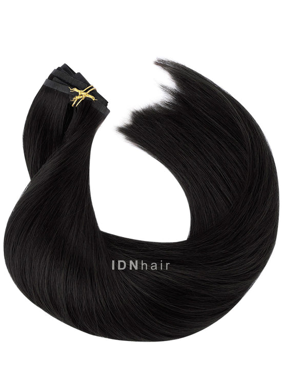 Traci Jet Black Seamless Tape-in Clip ins Human Hair Extensions for Black Women