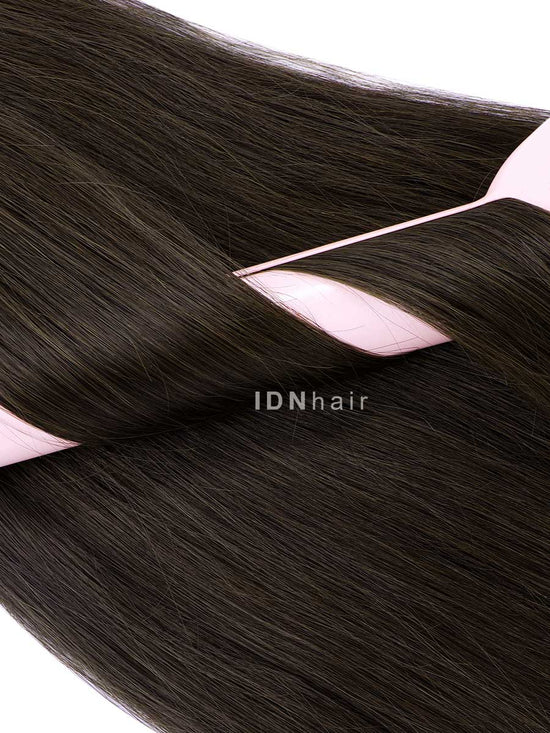 Leanna #2 Dark Brown Seamless Paper Thin Clip ins Human Hair Extensions For Black Women