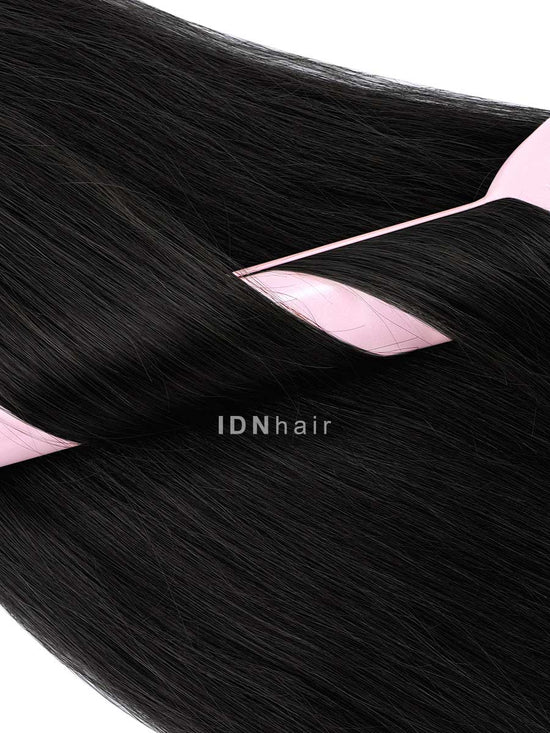 Traci Jet Black Seamless Tape-in Clip ins Human Hair Extensions for Black Women