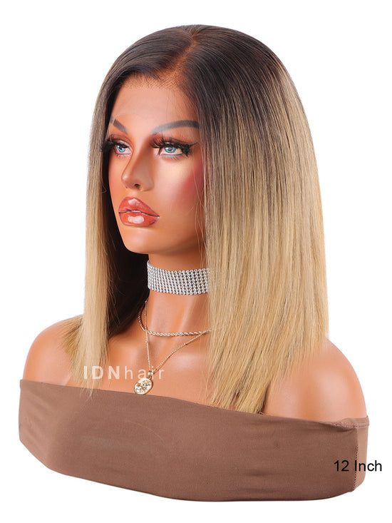 Morit Ombre Balayage Bob Straight Full Frontal Super Fine HD Lace Wig Rich Girl Hair