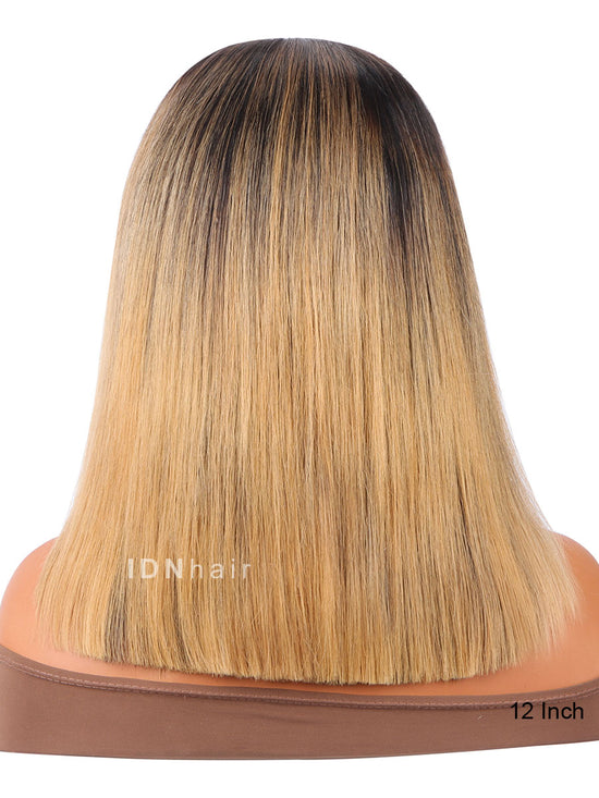 Morit Ombre Balayage Bob Straight Full Frontal Super Fine HD Lace Wig Rich Girl Hair
