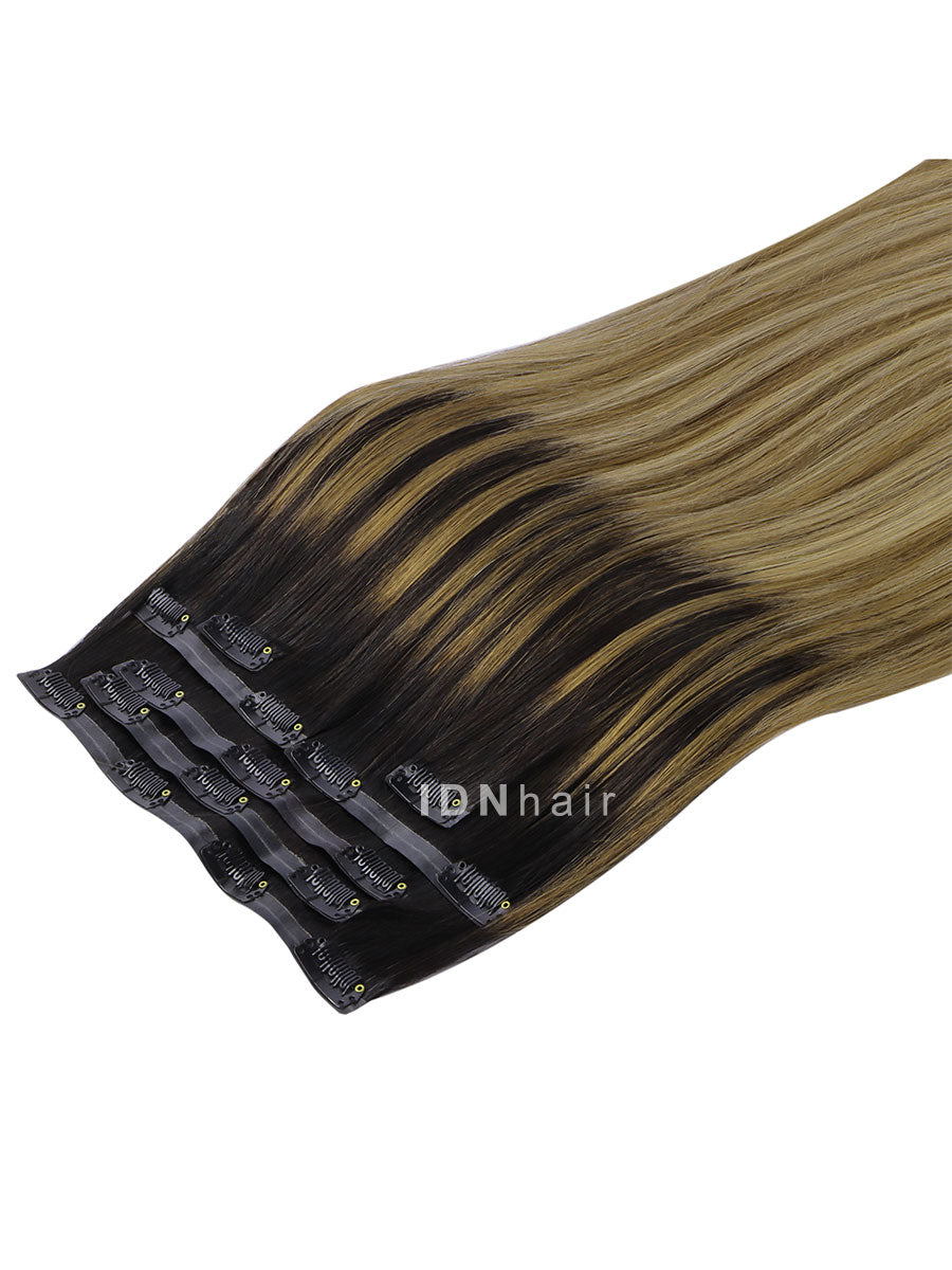 Load image into Gallery viewer, Edna Sexy Highlight Seamless Paper Thin Clip ins Ombre Human Hair Extensions for Black Women
