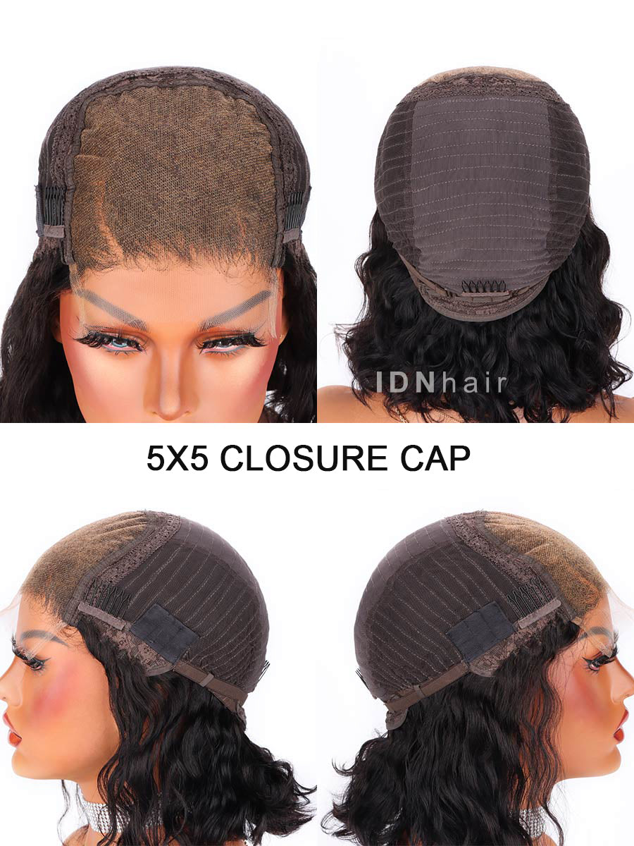 Mature Straight Bob Scalp Knots Frontal Wig Glueless HD Lace Human Hair