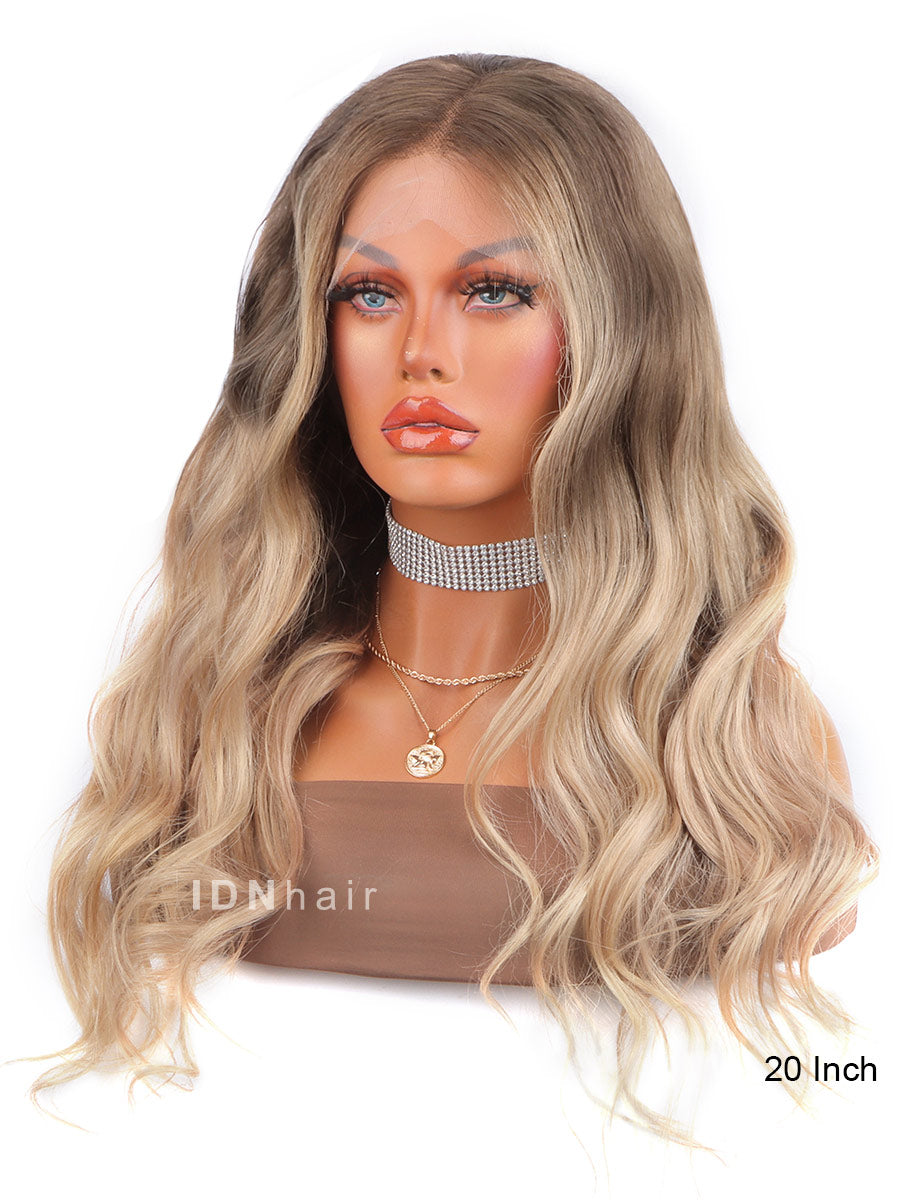 Nairi Ombre #613 Blonde Transparent Lace Frontal Wavy Wig Human Hair For Black Women