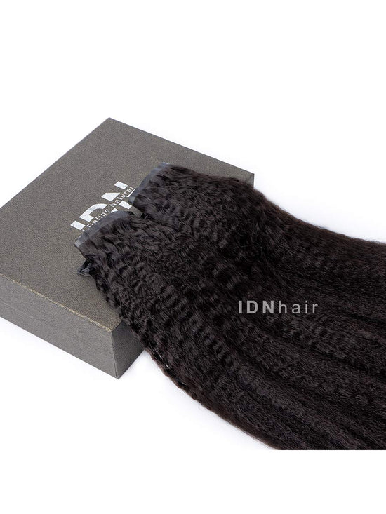 Sale No.12 Kinky Straight PU Clip in Hair Extensions Human Hair for Black Women
