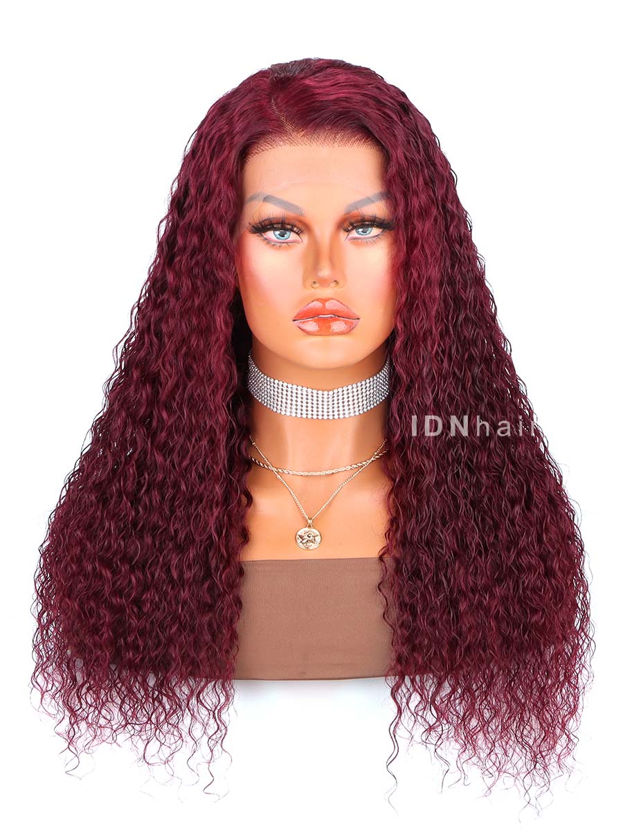 Load image into Gallery viewer, Ashan 99J Burgundy Deep Curly 13X4 Frontal Lace Front Wig
