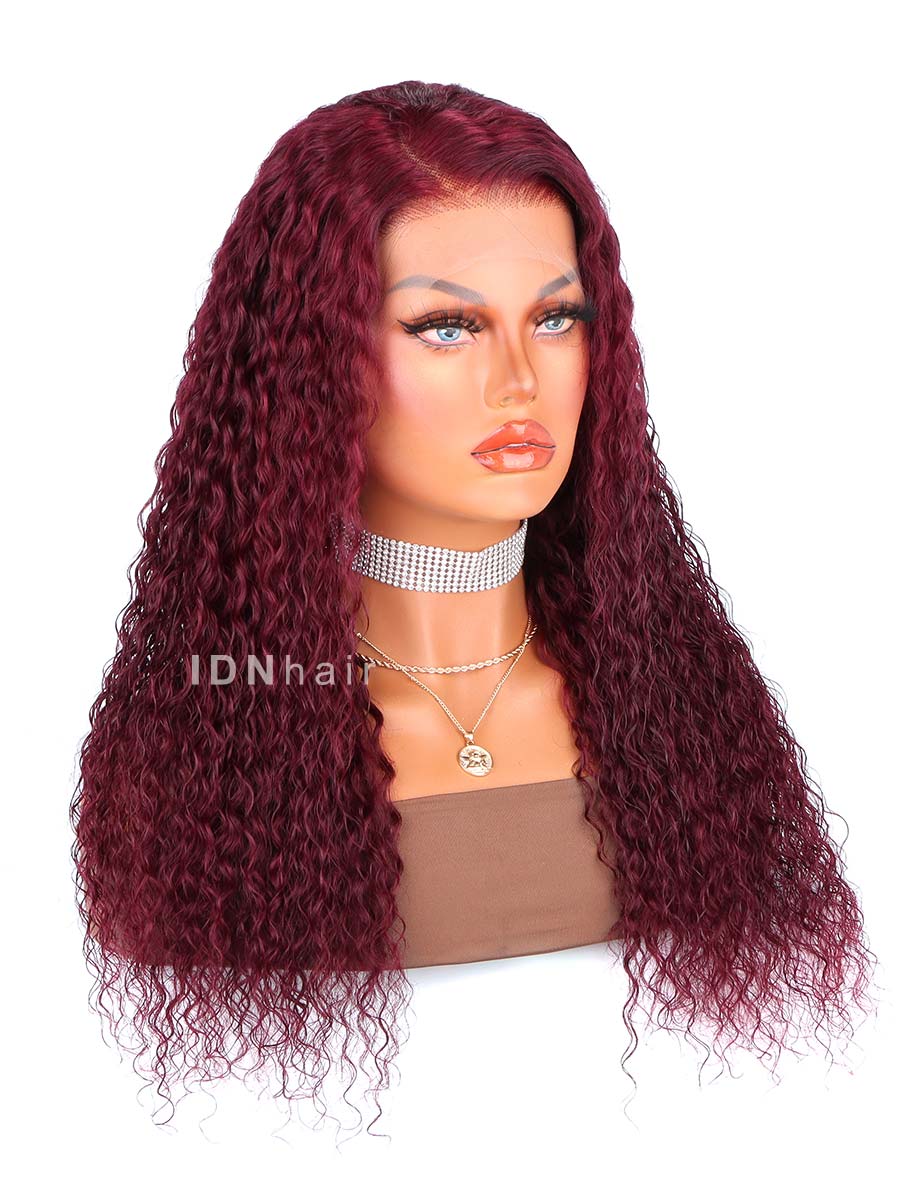 Ashan 99J Burgundy Deep Curly 13X4 Frontal Lace Front Wig