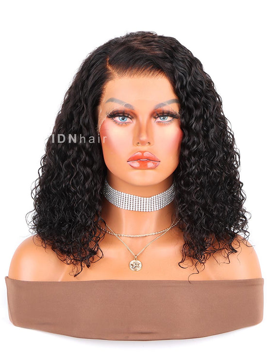 Beata Natural Color Curly Lace Front Bob Wig Pre Plucked 100% Human Hair
