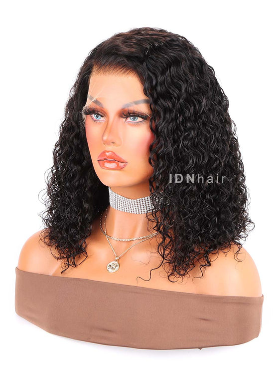 Beata Natural Color Curly Lace Front Bob Wig Pre Plucked 100% Human Hair