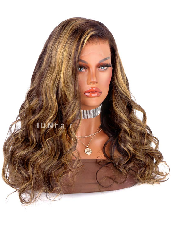 Load image into Gallery viewer, Caitlyn Highlight Wavy Scalp Knots 13x6 Frontal HD Lace Wig
