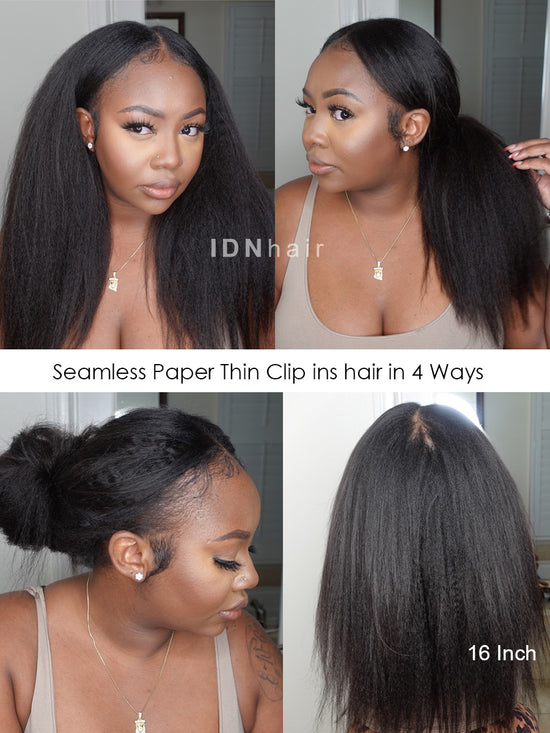 Kinky Straight Clip In Human Hair Extensions Clips In Extension