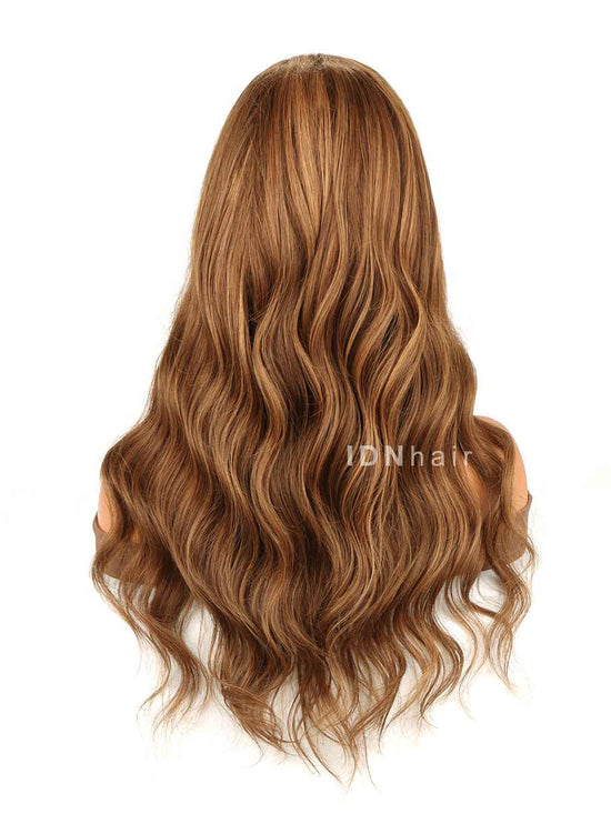 Gabrielle Wavy Brown Highlight Warm Tones Scalp Knots 13x6 Frontal HD Lace Wig