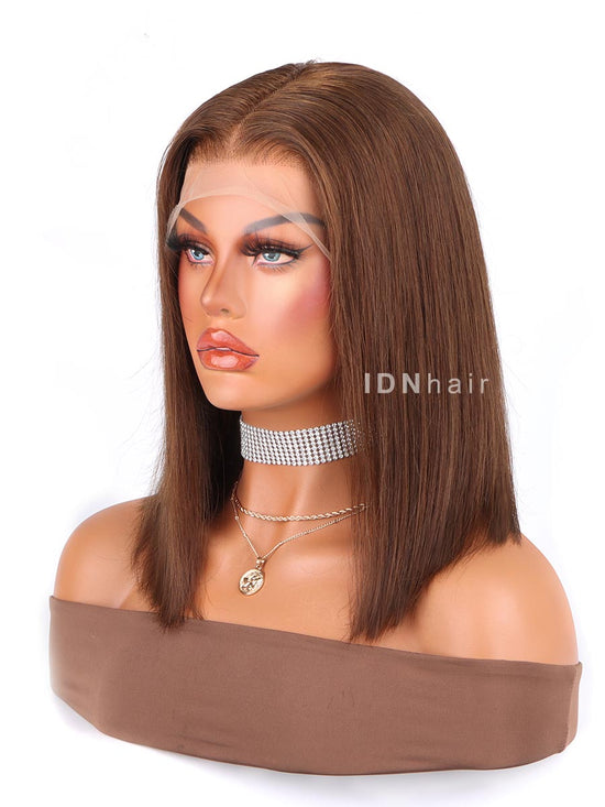Gina Chocolate Brown Soft Straight Glueless Bob Lace Frontal Wig