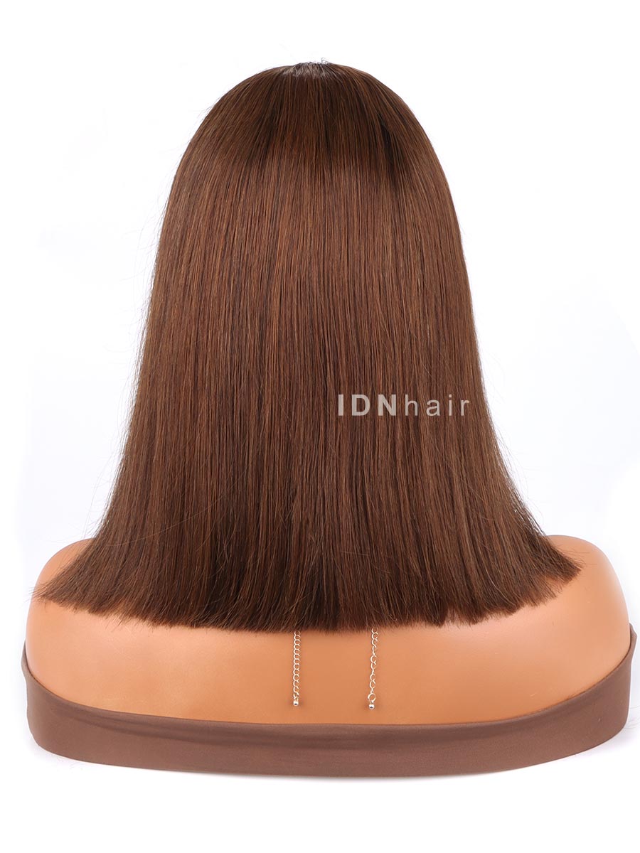 Load image into Gallery viewer, Sale No.49 Chocolate Brown Soft Straight Glueless Bob Lace Frontal Wig

