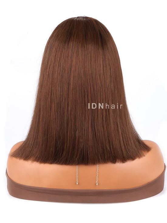 Load image into Gallery viewer, Sale No.49 Chocolate Brown Soft Straight Glueless Bob Lace Frontal Wig
