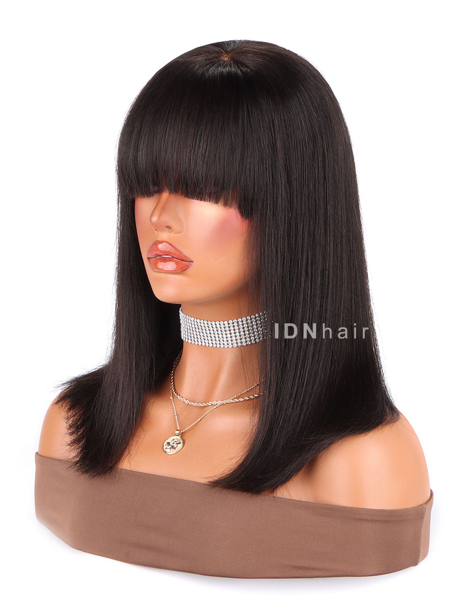 Gracie Glueless  Straight 13X4 Clear Lace Frontal Bob Wig With Bang