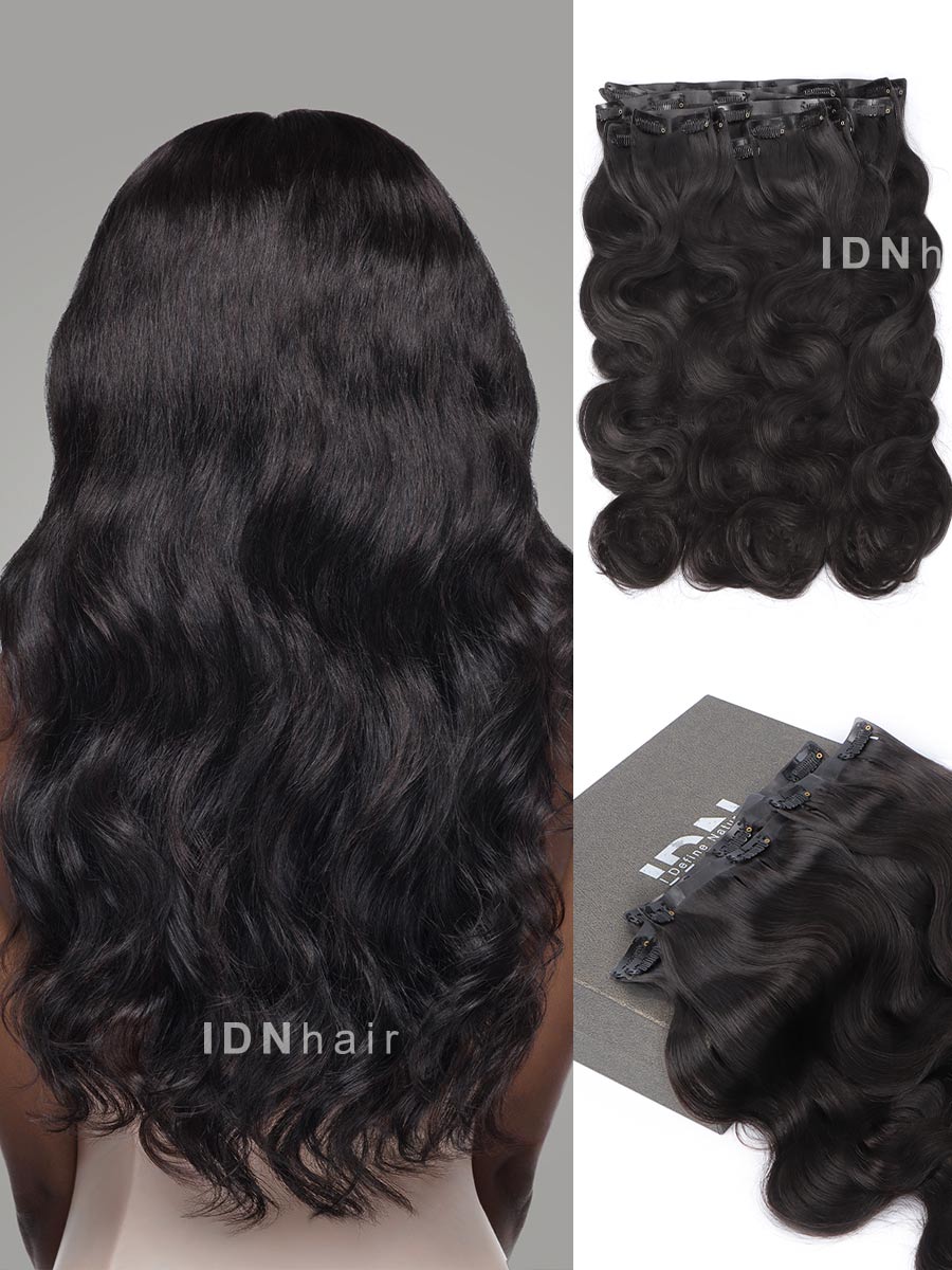 Isabel Body Wave Super Flat Seamless Paper Thin Clip in Hair Extension Human Hair Black Women