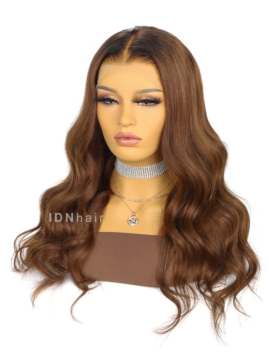 Jennette Ombre Chocolate Brown Color Wavy 13X6 HD Lace Front Wig Human Hair