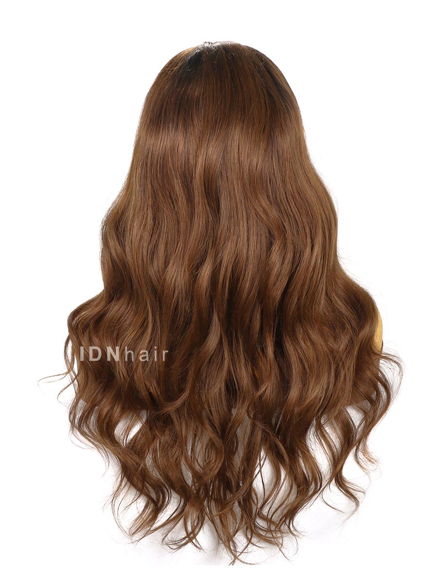 Jennette Ombre Chocolate Brown Color Wavy 13X6 HD Lace Front Wig Human Hair