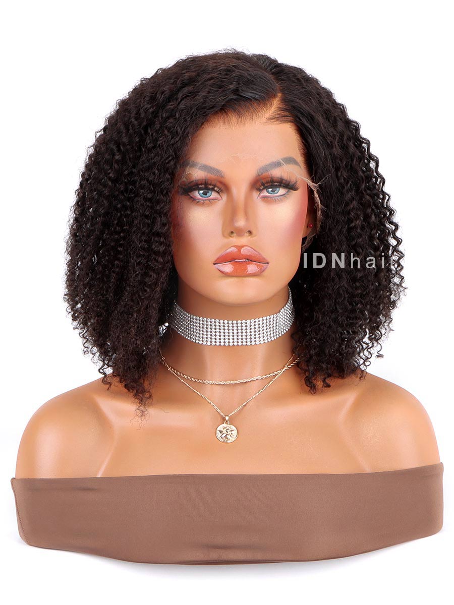 Sale No.22 Curly Bob Wig Human Hair Scalp Knots HD Lace Front