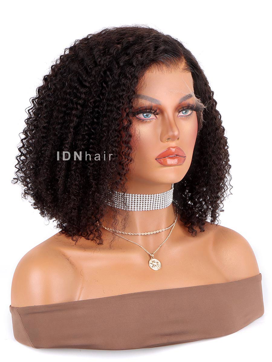 Sale No.22 Curly Bob Wig Human Hair Scalp Knots HD Lace Front