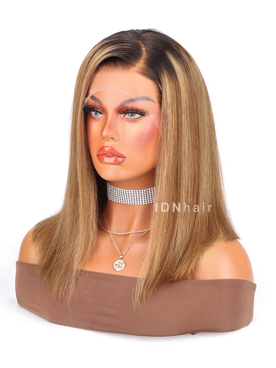 Sale No. 68 Highlight Blonde Glueless 13X6 Short Bob HD Lace Wig 14 inch