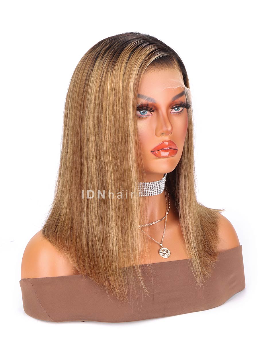 Sale No. 68 Highlight Blonde Glueless 13X6 Short Bob HD Lace Wig 14 inch