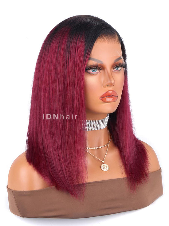 Maria Red 99j Burgundy Color Bob Straight Glueless HD Lace Wig