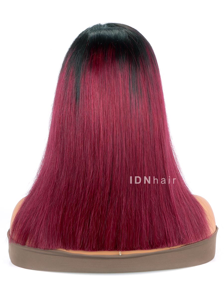Load image into Gallery viewer, Maria Red 99j Burgundy Color Bob Straight Glueless HD Lace Wig

