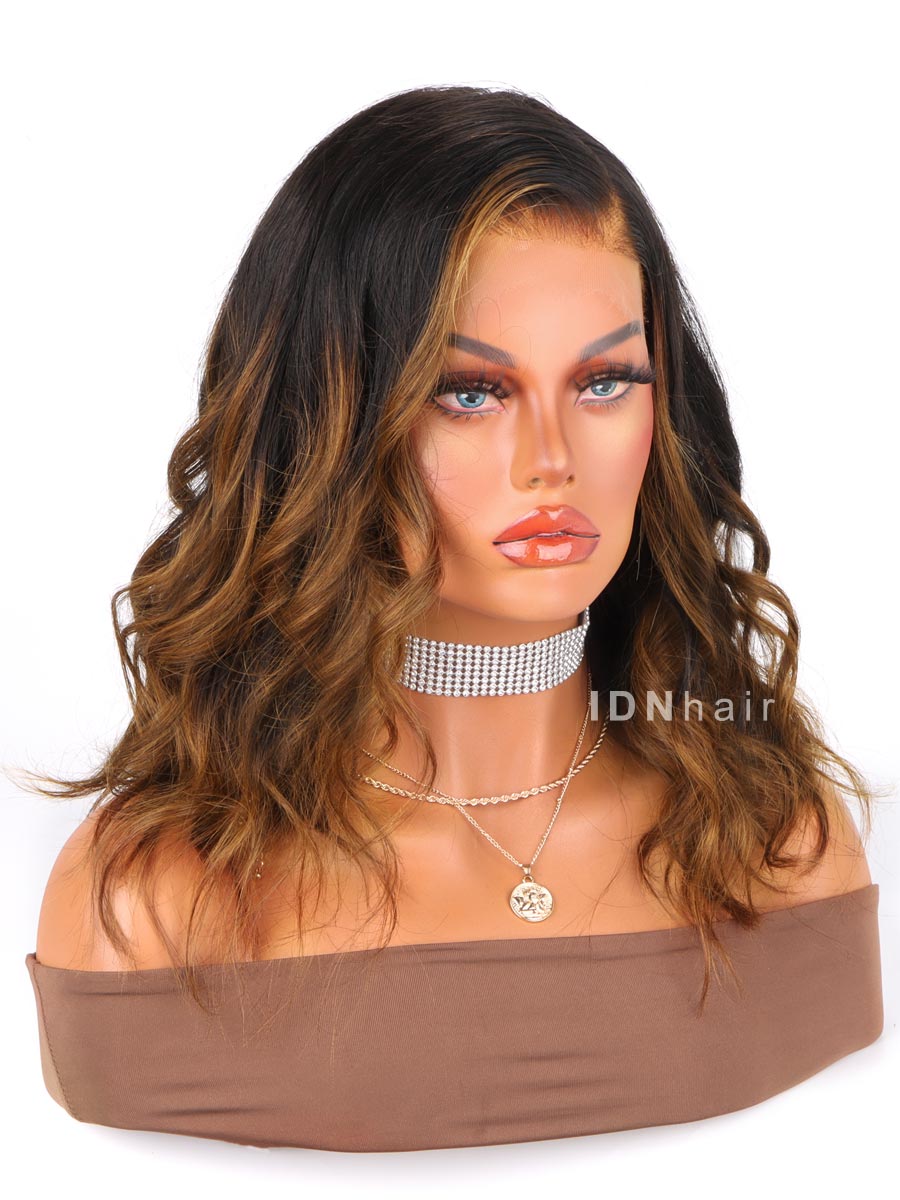 Load image into Gallery viewer, Ozora Ombre Wavy Bob Wig Scalp Knots 13x6 Frontal HD Lace Wig
