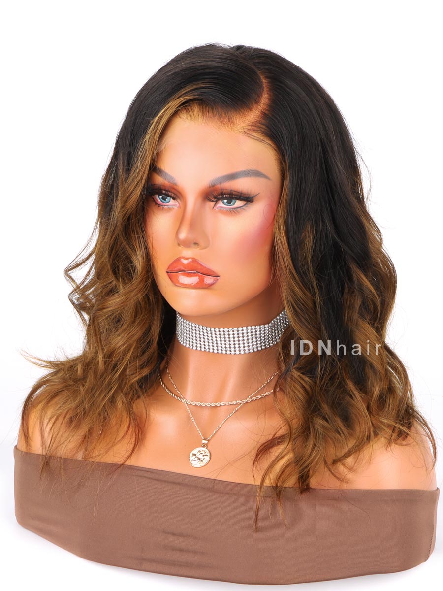 Load image into Gallery viewer, Ozora Ombre Wavy Bob Wig Scalp Knots 13x6 Frontal HD Lace Wig
