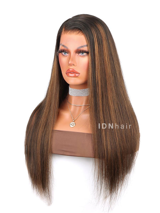 Load image into Gallery viewer, Quinn Highlights Brown Long Straight Hair Scalp Knots HD Lace
