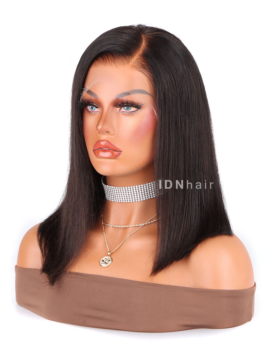 Sharon Silky Straight Asymmetrical Bob Lace Front Wigs with Side Part HD Wig