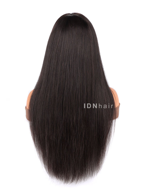 Vicini Natural Straight Lace Wig With Bangs Glueless Human Hair Wigs