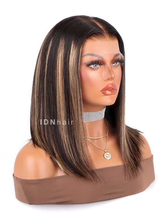 Sale No.38 Glueless Highlight Brown Bob Skin Melt 13X4 HD Lace Wig