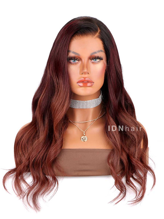 Load image into Gallery viewer, Sale No.30 Ombre Auburn Wavy Scalp Knots 13x4 Frontal HD Lace Wig
