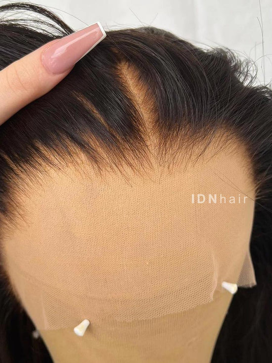 Load image into Gallery viewer, Brunelle Kinky Straight Bob Scalp Knots 13x6 Frontal HD Lace Wig
